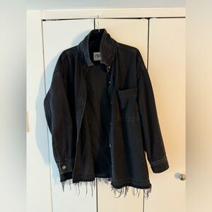 Zara Medium Jean Jacket, Black